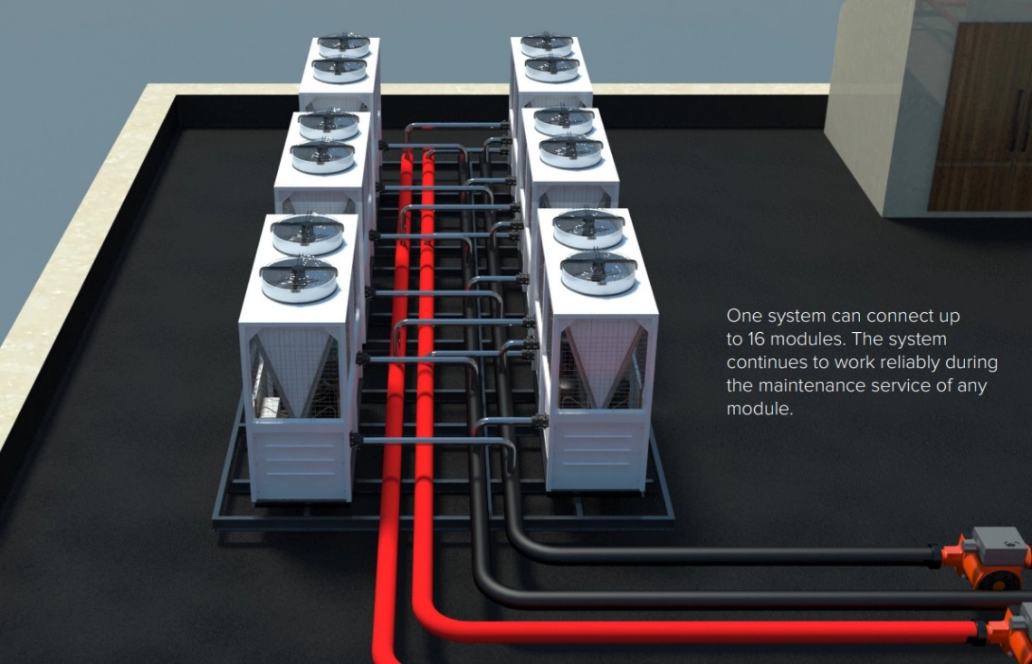 MyCond Modular -lämpöpumppu MCU-YHR tarjoaa poikkeuksellisen korkean hyötysuhteen.