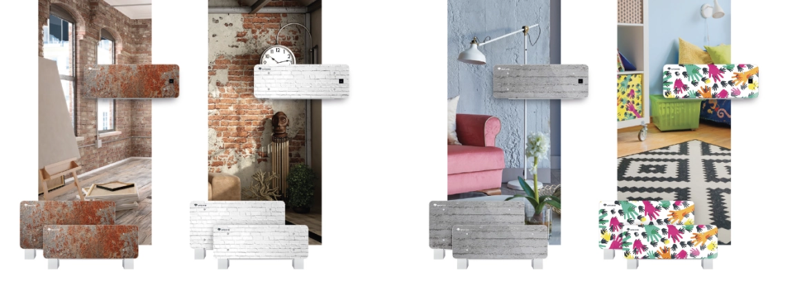 MyCond Silver Glass Wall Erittäin ohut puhallinkonvektori, joka on suunniteltu hiljaiseen toimintaan ja moderniin estetiikkaan.
