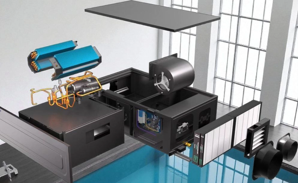 Kanavajärjestelmä uima-altaiden kosteudenpoistoon, ilman lämmitys Mycond MSHAC